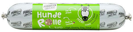 PURBELLO Hunde-Rolle Pferd mit Roter Bete & Fenchel - Monoprotein Hundefutter mit hohem Fleischanteil - Nassfutter für Hunde - Hundewurst schnittfest & getreidefrei, 8 x 400 g
