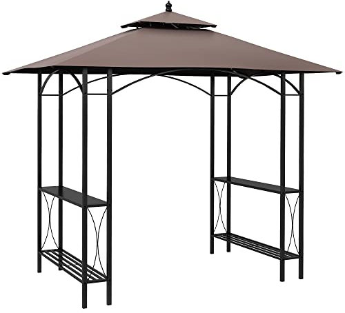 Outsunny 2.5 x 1.5m BBQ Tent Canopy Patio Outdoor Awning Gazebo Party Sun Shelter - Coffee