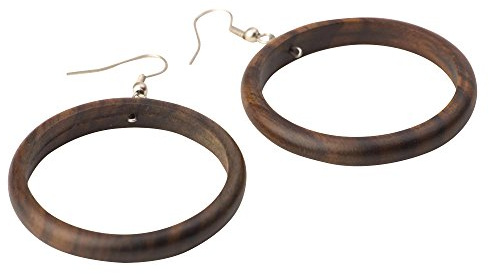 81stgeneration 38 mm Einfache Runde Holzohrringe mit Haken aus 925er Sterlingsilber | Runde Braune Ohrringe | Ohrringe mit Holzscheiben | Creolen | Holzschmuck