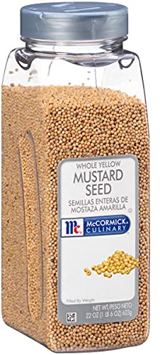McCormick Culinary Whole Yellow Mustard Seed, 22 oz - One 22 Ounce Container of Yellow Mustard Seeds, Perfect for Pickling, House-Made Rubs and Dips