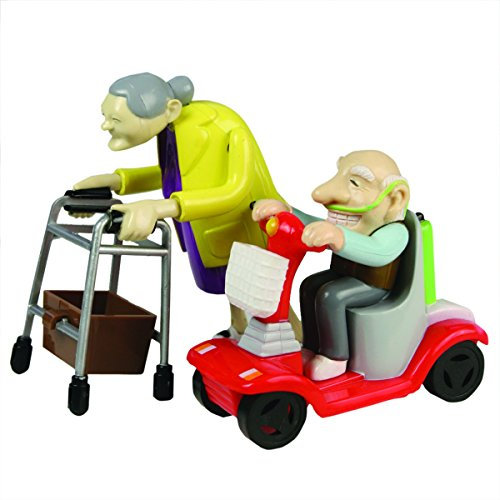 Bluw B00G1212 27470 Rennen Oma und Opa, Aufziehspielzeug, Kunststoff, 2er Set-das Grannies Geschenk für Großeltern Aufziehfiguren mit Rollator und Mobil