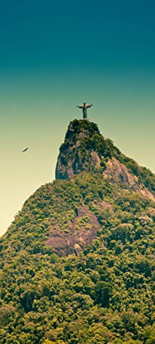 Bilderdepot24 Türtapete selbstklebend Berg Corcovado 90x200 cm - einteilig Türaufkleber Türfolie Türposter - Landschaft Brasilien Christusstatue