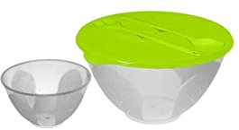 4tlg. Salatschüssel mit Besteck lila Salat Schüssel mit Deckel und Salatbesteck + 4 passenden Salatschalen