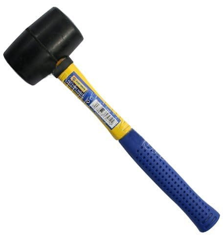 Heavy Duty Hammer Mallet - with Rubber Grip Handle, Camping Racking DIY Multi Purpose Fibre Shaft, Leisure Garage | Strong & Durable, General Use 16Oz
