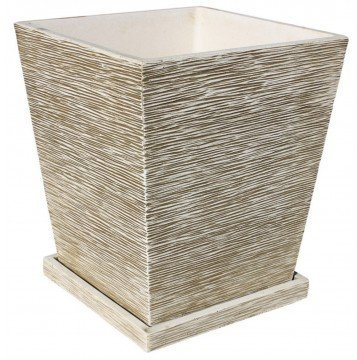 AnaParra Jardinera Cuadrada Moderna en hormigón aligerado para Exterior Jolo 42X42X47cm. Natural Musgo Verde