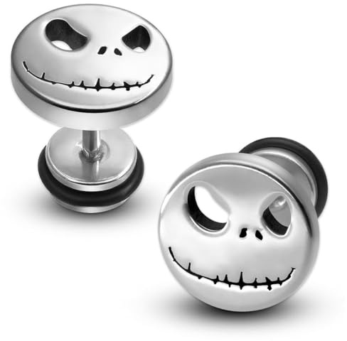 Soul-Cats - 1 paire de faux plugs Halloween Nightmare - Couleur : argent