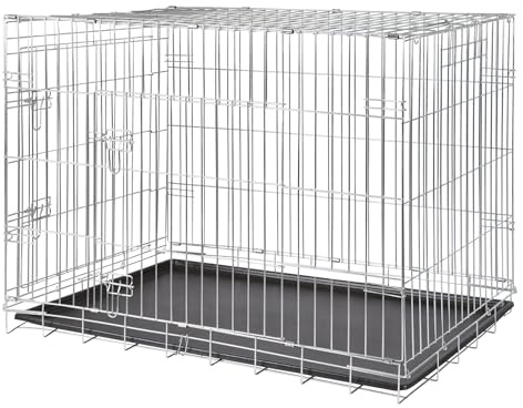 TRIXIE Hundebox Home – L: 109 × 79 × 71 cm – faltbarer Hundekäfig mit 2 Türen & Sicherheitsverschlüssen, verzinkte Transportbox mit stabiler Bodenwanne für Zuhause & unterwegs – 3925