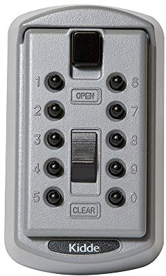 Kidde AccessPoint 001170 de seguridad para llaves Original Slimline – Botón de presión de combinación permanente caja de cerradura con llave, 2 teclas, color gris titanio, 001170
