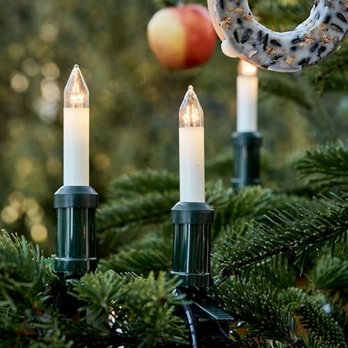 hellum LED Lichterkette Weihnachtsbaum, Made in Germany, Lichterkette mit Clip, 20 LED - Lichter, beleuchtete Länge 19,00 m, Kabel grün, warmweiß, für Außen,teilbarer Stecker <59lm 845549