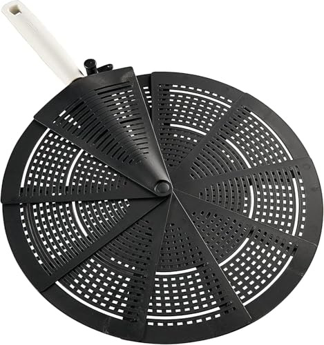 Leifheit faltbarer Spritzschutz NylonSterling-Serie, aus rostfreiem Edelstahl und Kunststoff, extra leicht, platzsparend in der Größe eines Tortenhebers, passend bis zu 28 cm Ø, spülmaschinengeeignet
