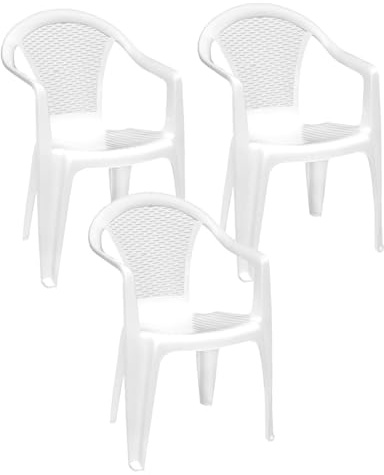 Silla de jardín de plástico Blanco con Respaldo de Efecto ratán