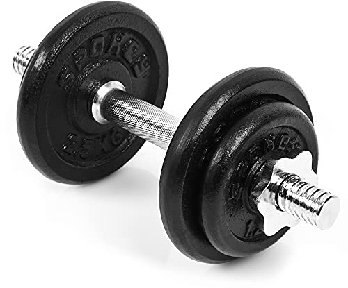 Spokey Unisex Egir Single Kurzhantel, Silber/schwarz, 10 kg