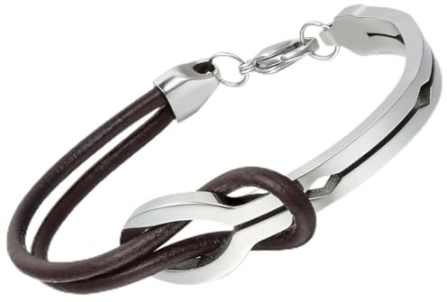 Flongo Lederarmband Partnerarmbänder Freundschaftsarmbänder für 3 Leder Armband Armreif Kordelkette Schwarz Braun Rot Gold Silber Infinity Unendlichkeitszeichen