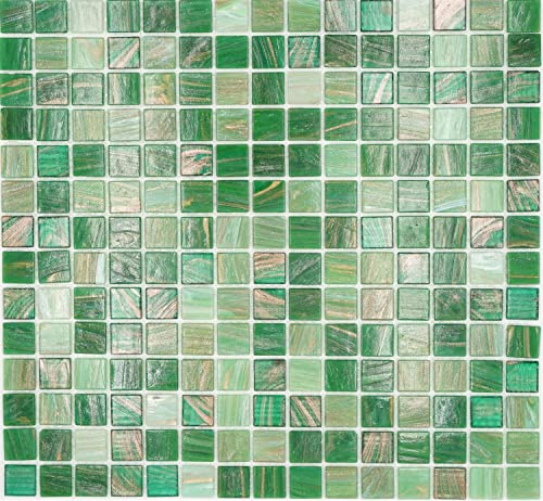 Mosaik Quadrat Goldensilk grün Glas changierend Effekt italienischer Stil Fliesenspiegel, Mosaikstein Format: 20x20x4 mm, Mattengröße: 327x305 mm, 10 Matten