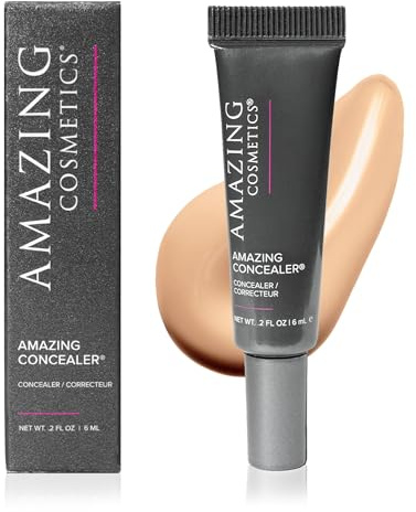 AmazingCosmetics AMAZINGCONCEALER, full coverage long wear concealer makeup for undereye dark circles, acne, blemishes and mature skin, color correcting shades, natural finish (Medium Beige-restocked)