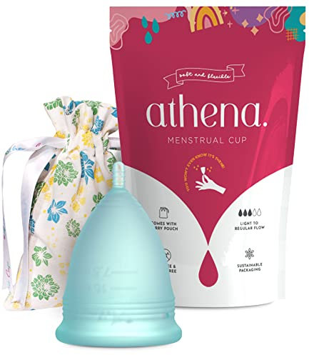 Menstruationstasse Größe 1 (klein) für leichte Blutung | 12 Stunden Schutz | wiederverwendbarer Menstruationsbecher | Menstruations Cup (Modell 1, blau) von ATHENA Cup