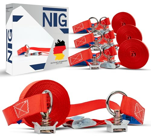 NTG 10 Stück Spanngurt Klemmschloss Airlineschiene - 5m 25mm 300kg DIN | Zurrgurt Klemmschlossgurt Zurrschiene - für LKW Anhänger Wohnmobile Transporter - Ladungssicherung DIN