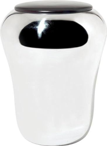 Alessi SG74 Hocker/Wäschekorb mit Deckel aus Edelstahl und Holz Höhe: 46.5 cm, Durchmesser: 36 cm