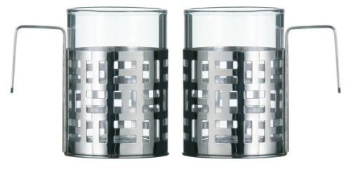 Premier Housewares Cappuccino Cup Large sets of Coffee Mug/Tea Mugs - Set of 2, Chrome Height 9 x width 9 x depth 6 cm