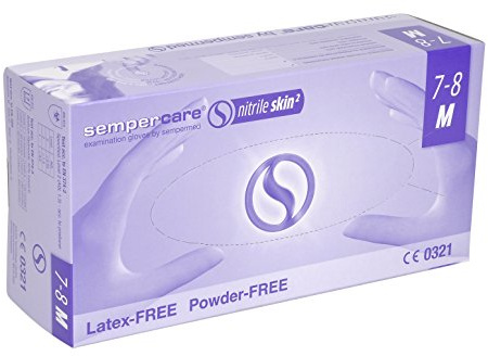 Sempercare 8267 93845/3000002159 nitrile Skin, einmalschutz e esame guanti in lattice nitrile, senza polvere, Taglia M (7 – 8), della lavanda blu (confezione da 200 pezzi)