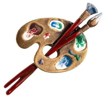Brosche Damen Malerpalette Emaille handbemalt
