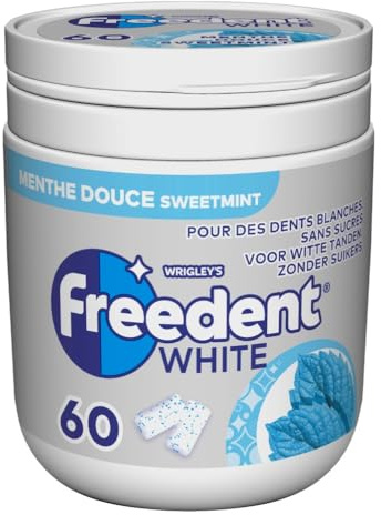 FREEDENT WHITE - Chewing-gum à la MENTHE DOUCE, sans sucres - Boîte de 60 dragées - 84g