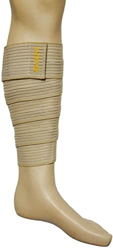 elastrap Bande Bandage mollet élastique à scratch - Protection manchon jambe compression et maintien Sangle réglable - Hommes, femmes et enfants (Peau, Unique,180x7,5cm)
