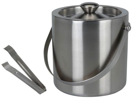 Stainless Steel Insulated Ice Bucket With Tongs Lid 1.5Ltr