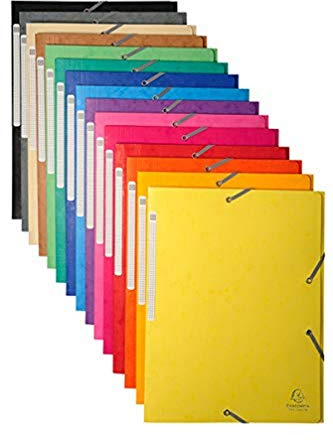 Exacompta 17100H 50er Pack Premium Einschlagmappe. Aus extra starkem Colorspan-Karton DIN A4 mit 2 Gummizügen und 3 Klappen farbig sortiert Sammelmappe Dokumentenmappe ideal für Büro und Schule