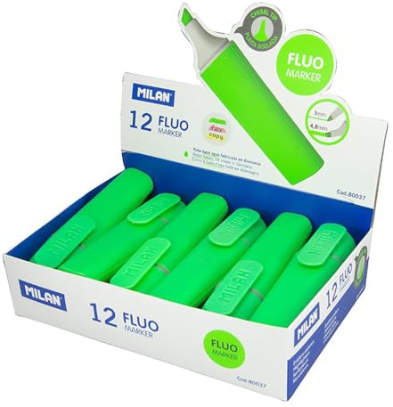 Milan Green Chisel Tip Markers 12 Pack Highlighters