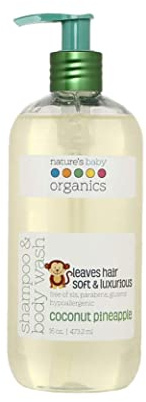 Nature 's Baby Organics Shampoo & Body Wash, Kokos Ananas, 16 oz |babies, Kinder, Erwachsene. Feuchtigkeitsspendende, weich, sanfte, reichhaltige, hypoallergen | keine Parabene, SLS, glutens