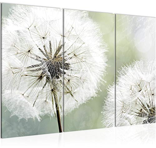 Runa Art Wandbilder Pusteblume Bild XXL Wohnzimmer Schlafzimmer Grau Grün Natur 120 x 80 cm 3 Teilig 207131a