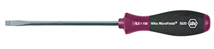 Wiha Schraubendreher MicroFinish® Schlitz mit Rundklinge (29121) 8,0 mm x 150 mm, für ölige und feuchte Anwendungen, optimaler Halt mit nassen Händen dank Oberflächenstruktur