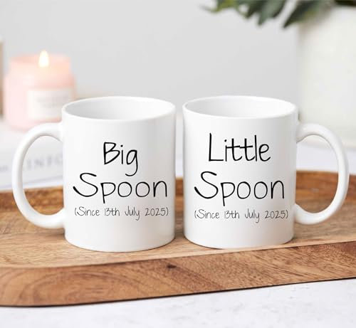 60 Second Makeover Limited Personalised Pair of Big Spoon Little Spoon Mugs Ceramic Novelty Cup Gift Present Couples Gift