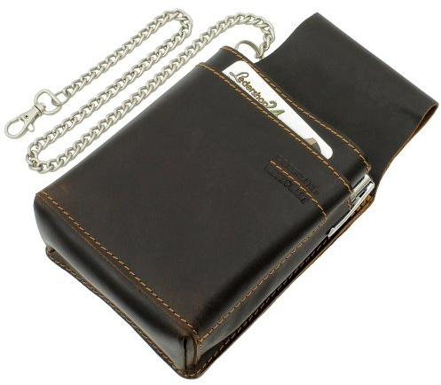 Greenland Nature Westcoast Kellnerltasche Holster Halfter Leder 12 cm (braun) inkl. Kellner-Sicherheits-Kette