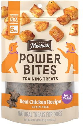 Merrick Power Bites Real Chicken Recipe Dog Treats, 6 oz Bag