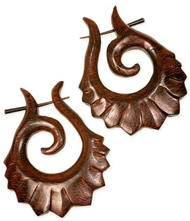 Fly Style Damen Ohrringe Creolen aus Holz - Ohrhänger - Natur Damen Schmuck