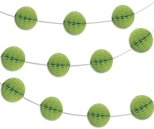 Lime Green Honeycomb Ball Garland - 7 ft. - Elegant Paper Decor - Ideal for Bridal Showers, Birthdays, & Christmas Parties (1 Pc.)