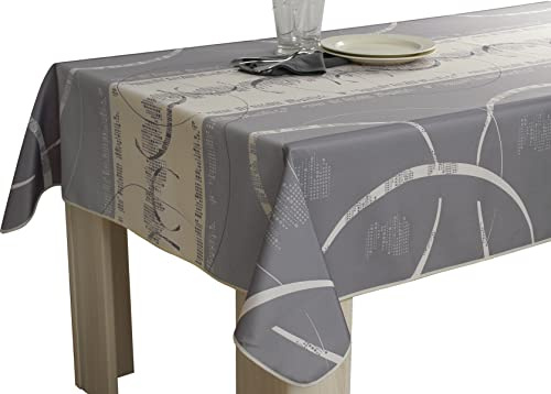Le linge de Jules Nappe Anti-Taches Astrid Ecru - Taille : Rectangle 150x300 cm, Gris