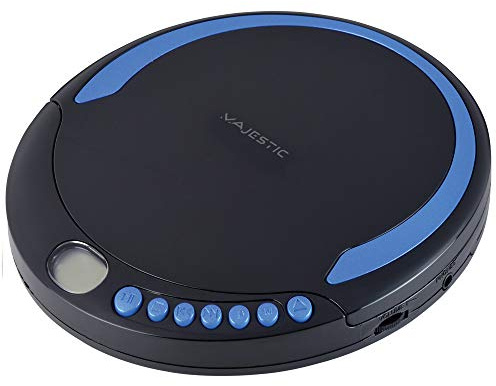 Majestic DM 1550 MP3 Tragbarer CD/MP3-Player mit Stoßfunktion, Kopfhörerbuchse, Kopfhörer enthalten, Schwarz und Blau