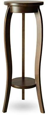 Mesita auxiliar de haya maciza, ideal como soporte de maceta de flores, madera, Nogal oscuro, 28x75