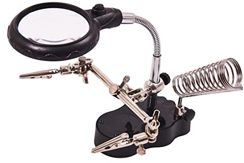 Amtech S2885 Magnifier LED Light Helping Hand with Soldering Stand, One Size