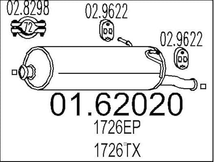 MTS Silencieux arrière Pot d'Échappement 01.62020