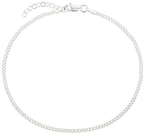 7K Fußkettchen, Fußkette, Panzerkette, Schmuck, Modeschmuck aus 925 Silber als Fußschmuck Geschenke für Frauen, Mädchen und Männer, 22-25cm, 2mm, Modell 35