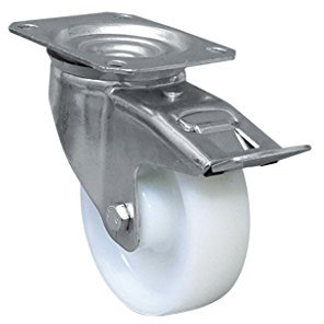Cofan Rueda de nylon con freno y placa giratoria | Con cojinete liso | Para pesos de hasta 150 kg y diámetros de 80, 100 y 125 mm