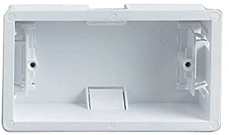 Merriway BH04529 45mm (1.3/4 inch) Depth Double 2 Gang Moulded Pattress Hollow Wall Dry Lining Plasterboard Back Box, White