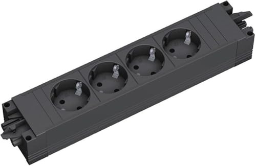 BACHMANN Steckdosenleiste Step Base 4-Fach GST18 Schwarz 906.18819 (modulares Stecksystem mit vielseitiger Anwendung)