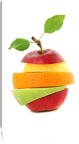 Pixxprint Mixed Fruit Apple Orange Lime Apfel Orange Limette, Größe: 60x40cm, Leinwandbild, fertig gespannt, Wandbild, Dekoration, Kunstdruck, kein Poster