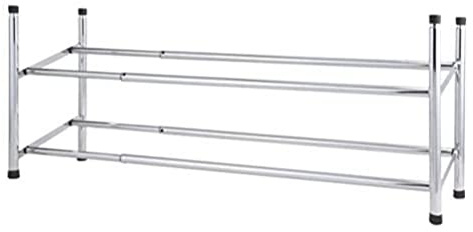 Axentia Teleskop Schuhregal, 116702, ausziehbar mit 2 Ebenen, Metall, Grau, 22 x 25 x 62 cm