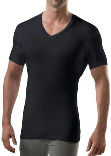 THOMPSON TEE - Camiseta Interior antisudor con Refuerzo en Las Axilas - Corte Ajustado - Cuello de Pico - Negro - X-Small